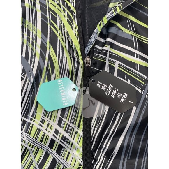 NWT Rise by LuLaRoe Determined Athletic Zip Jacket Small Black Green Hi-Low Vent - Picture 11 of 16